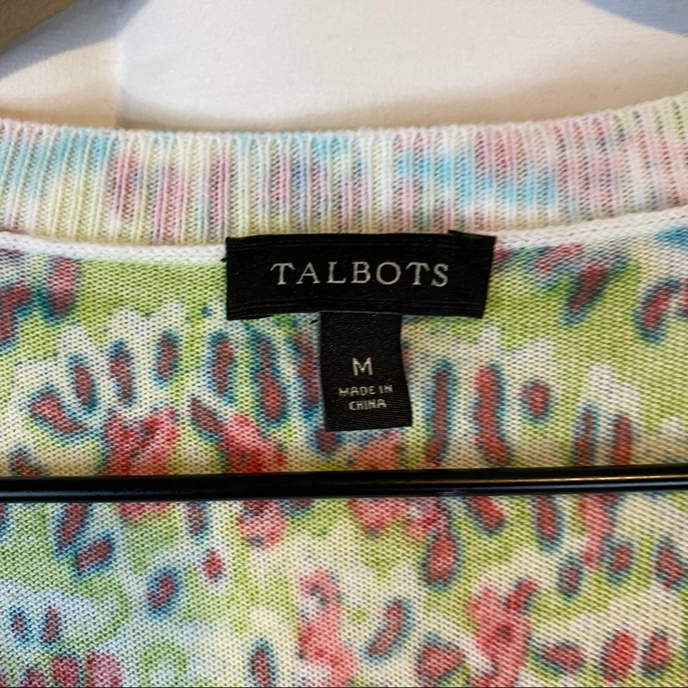 TALBOTS Women’s Size M Medium Sweater Cardigan 3/4 Sleeve Floral Mosiac - Picture 10 of 16